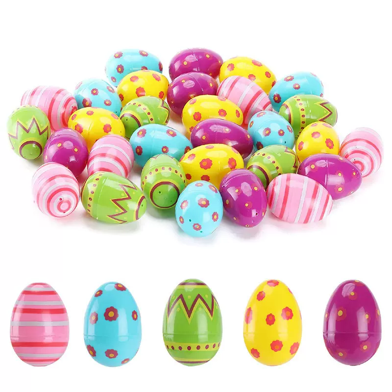 60*43mm鸡蛋形扭蛋壳带图案幸运惊喜彩色奇趣扭蛋4*6彩蛋复活节