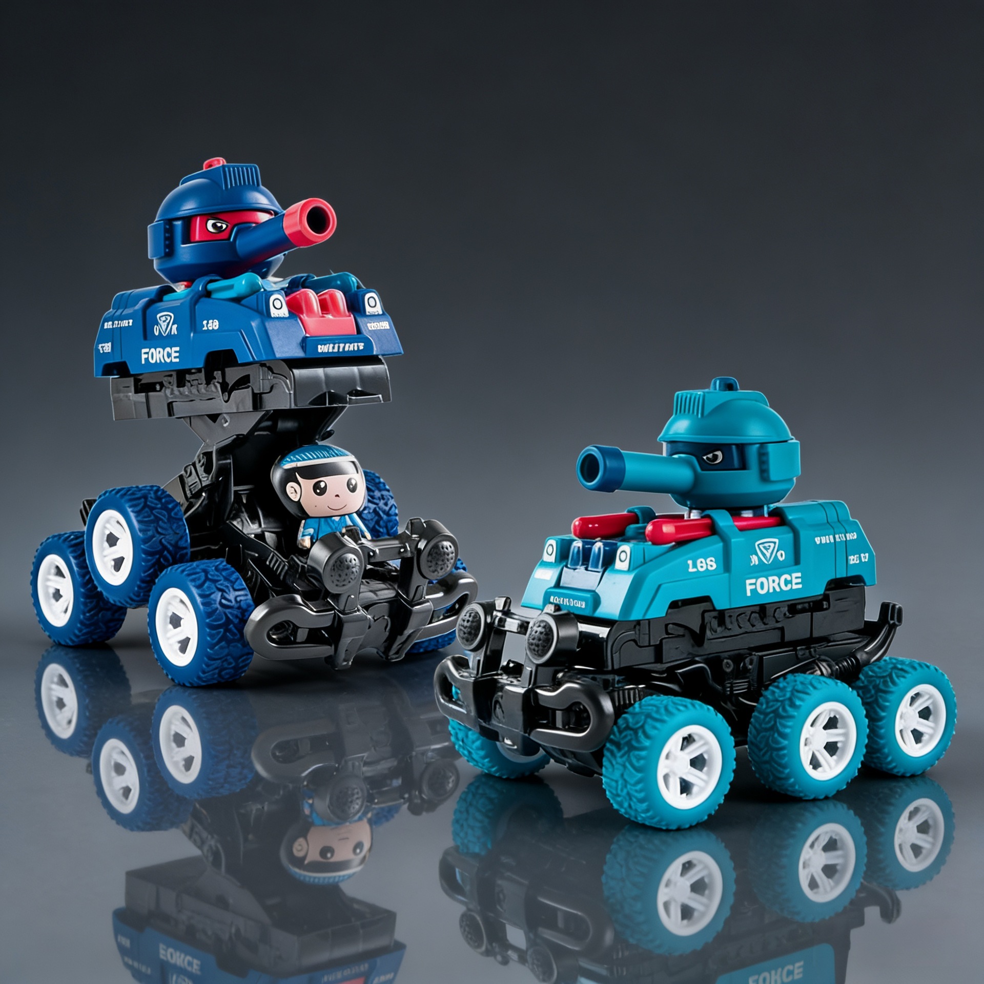 Stunt Inertial Four-Wheel Drive Off-Road Vehicle That Transforms into a Tank When Hit, Can Launch Shells, Children's Toy Car, Wholesale for Stalls