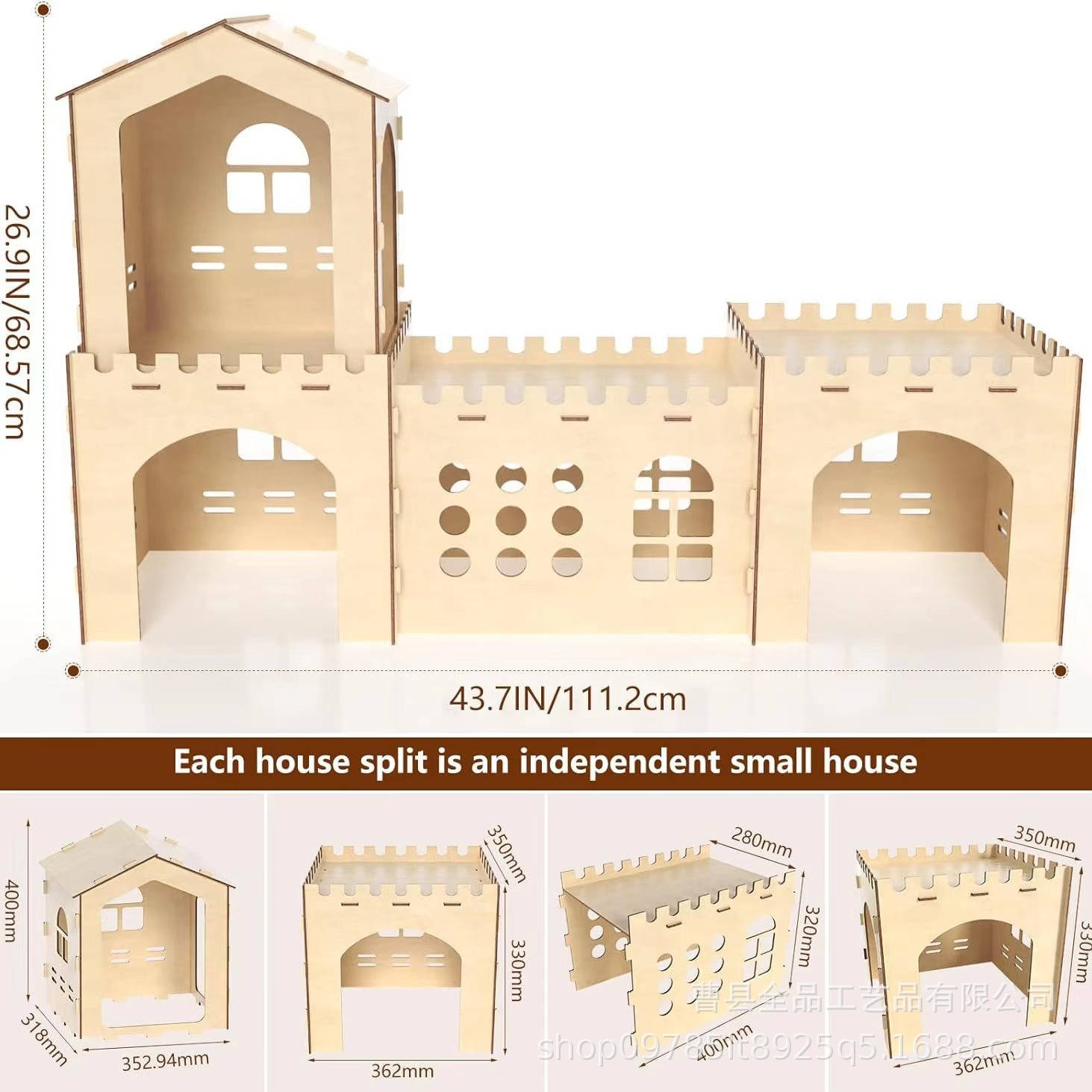 Casa para mascotas tipo castillo de madera Casa para mascotas Casa para conejos grande desmontable Totoro y conejillo de indias Casa de refugio ensamblada