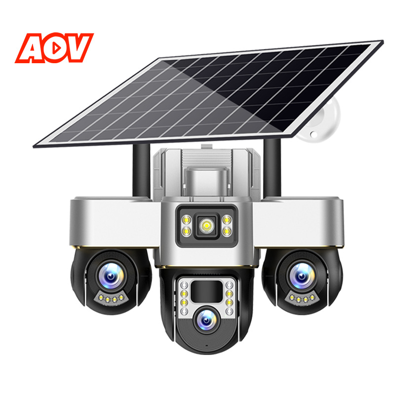 V380pro cámara AOV batería solar 4G hogar 24 horas de video al aire libre impermeable tres pantallas de monitoreo