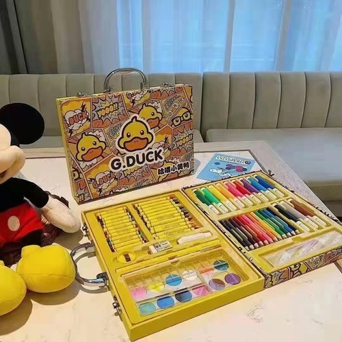Harrow Little Yellow Duck Paintbrush Children's 67-piece Watercolor Block Color Pencil Brush Crayon Art Painting Gift Box
