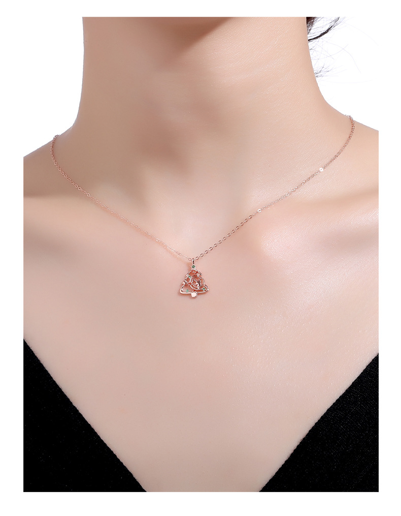 6g Weight Electroplated Gold Plating Process Spring Ring Trigger Clasp Closure Clasp Closure Type Rose Golden Plated, Rhodium Plated Plating Material 925 Sterling Silver Pendant Material Zircon Inlay Material Pendant Necklace Classification 925 sterling silver Chain Material cable chain Chain Type 1 Piece Quantity Daily Occasion 925 Sterling Silver Material Christmas Festival Christmas Tree, Elk Pattern Women's Gender IG Style, Sweet Style Plating, Hollow Out, Inlay Craft 925 Sterling Silver Zircon Cable Chain Plating Hollow Out Inlay Christmas Tree Elk Pendant Necklace