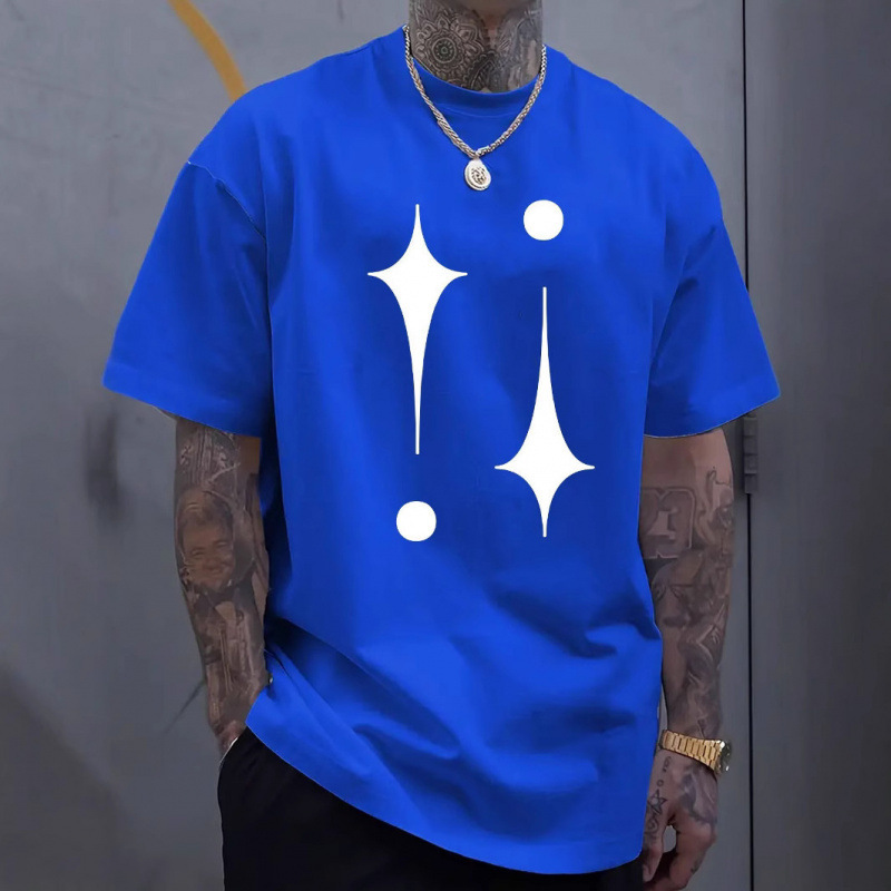 Cross-Border Hot Selling 3D Printing Suitable for Casual and Comfortable Spring and Summer European and American Men's Breathable Pure Color Short-Sleeved Sweatshirt Round Neck