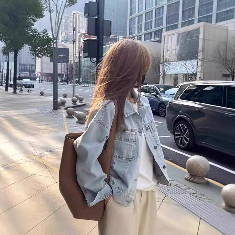 Internet Celebrity European Style Washed Cotton Vintage Denim Jacket Women's Spring and Autumn Thin Korean Style Loose Short Long Sleeve All-match Shirt