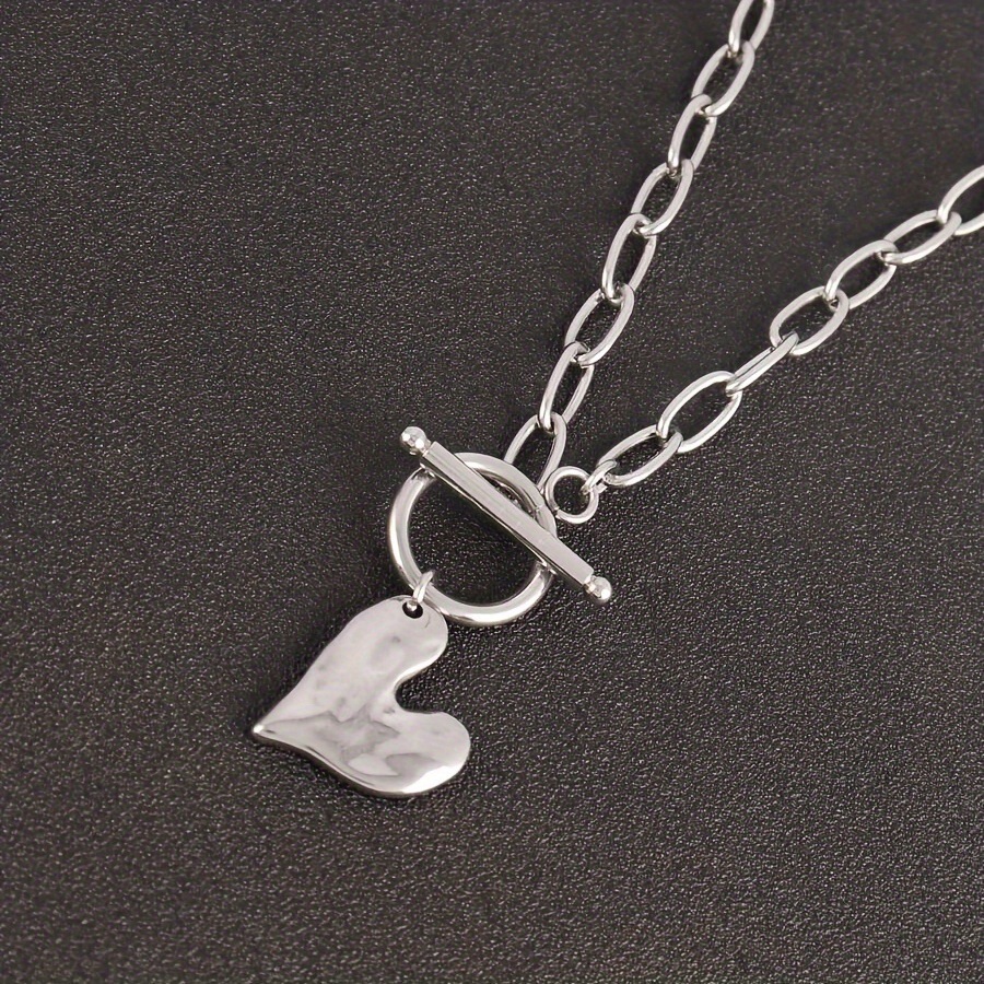 Collier ras-de-cou pour femme, en acier inoxydable, avec pendentif cœur simple et tendance (boucle OT), disponible en stock._voghion.com