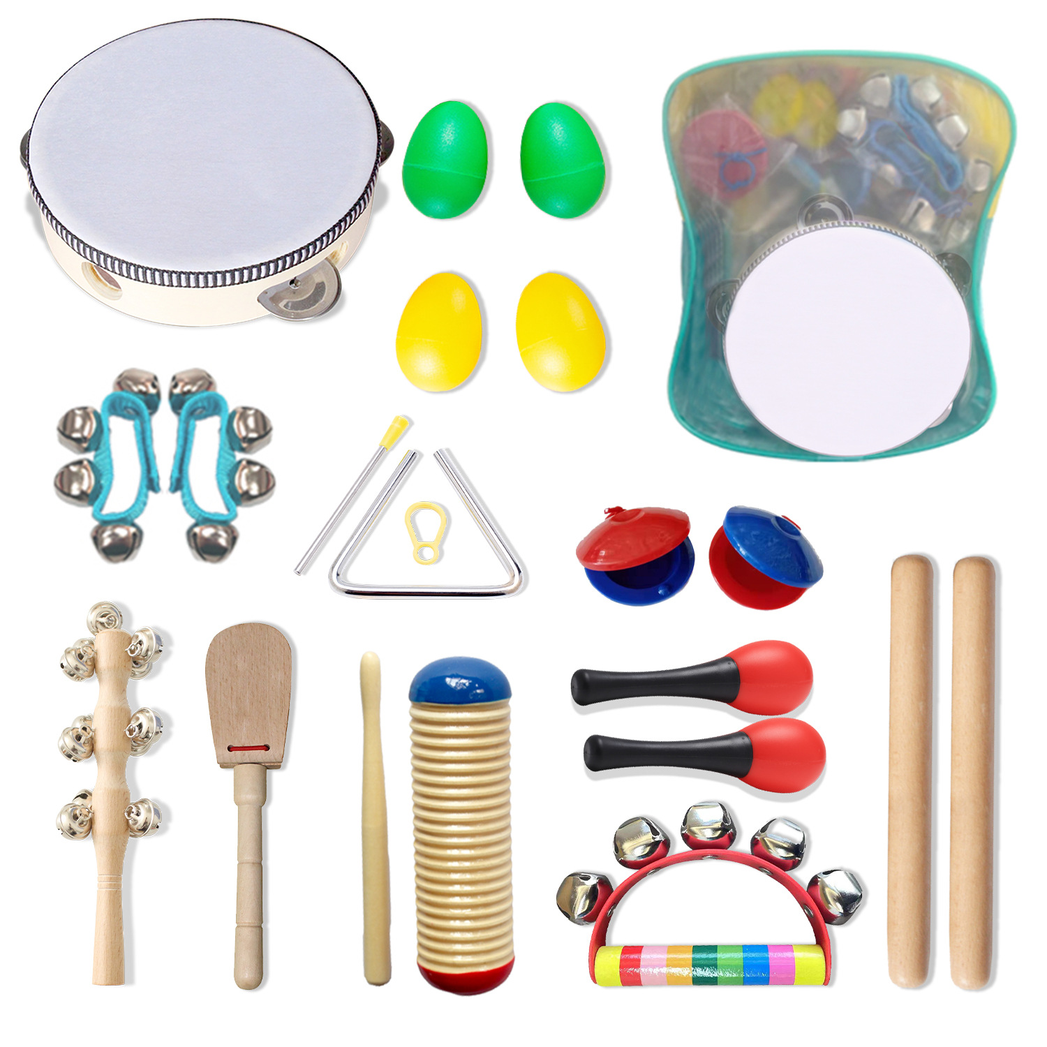 Conjunto de instrumentos musicales 19 juegos de percussiones mochilas escolares para niños jardín de infantes ayuda de educación temprana de música para bebés
