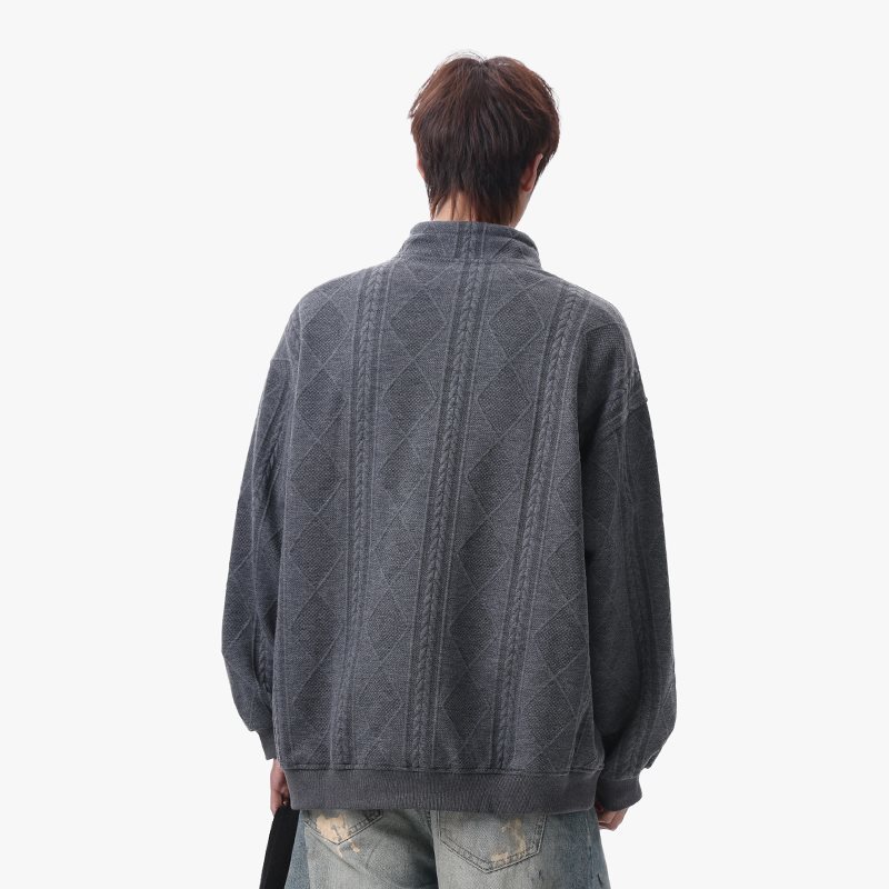2026 New Sweater Men's Spring And Autumn Teen Heavy Half Zipper Jacket American Trendy Brand With Bottoming Shirt_voghion.com