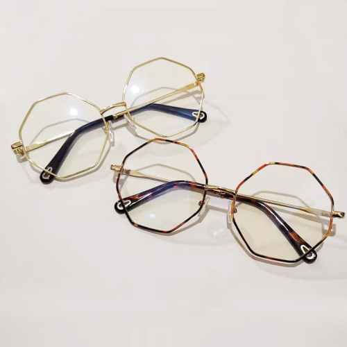 2024新款多边形金属框平光镜素颜显瘦不规则眼镜架复古文艺护目镜