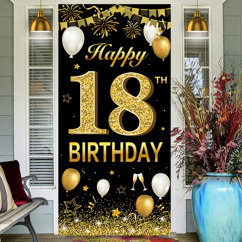Amazon oro negro cumpleaños fiesta decoración banner feliz cumpleaños diseño de fondo póster