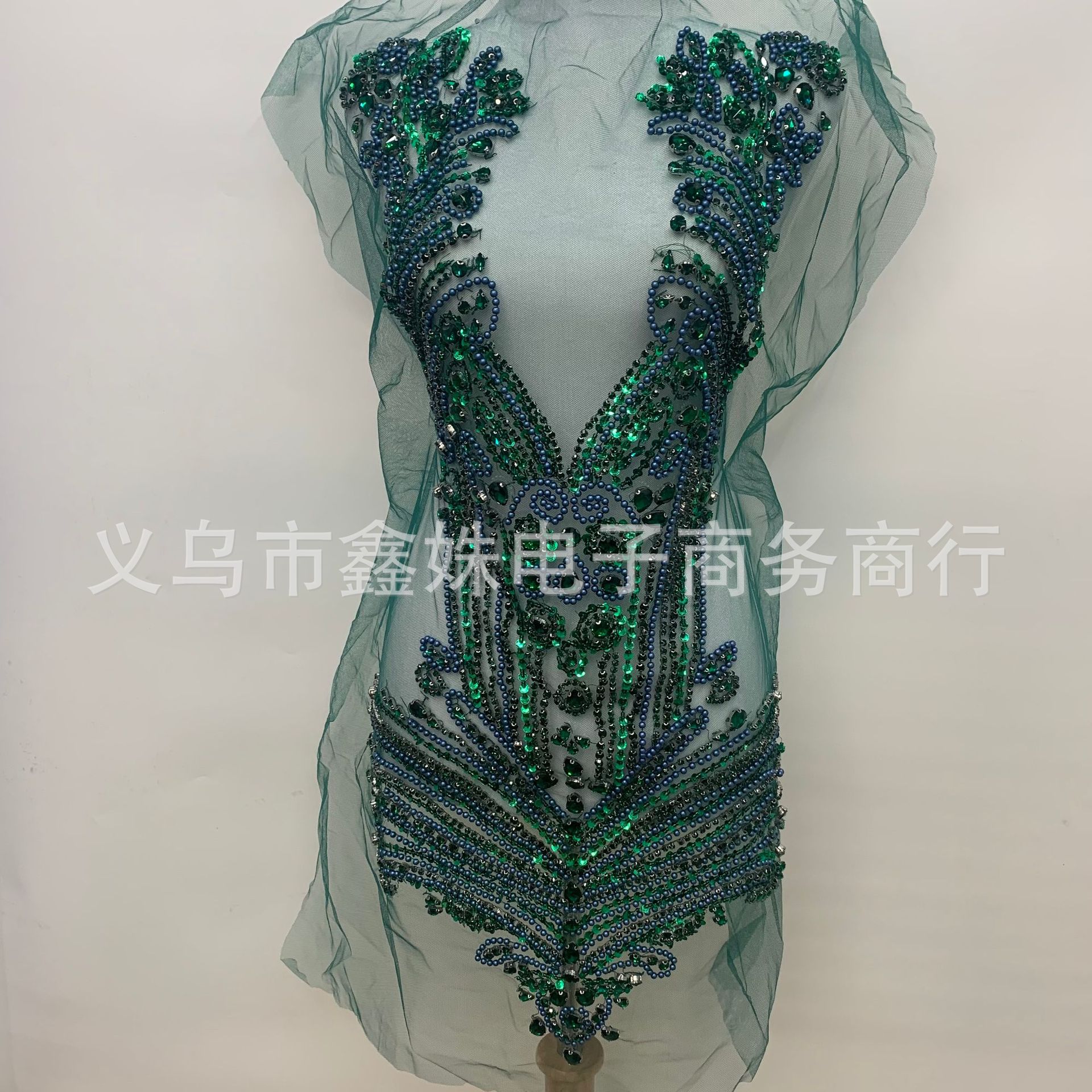 全幅款手工钉珠婚纱礼服装饰蕾丝贴花