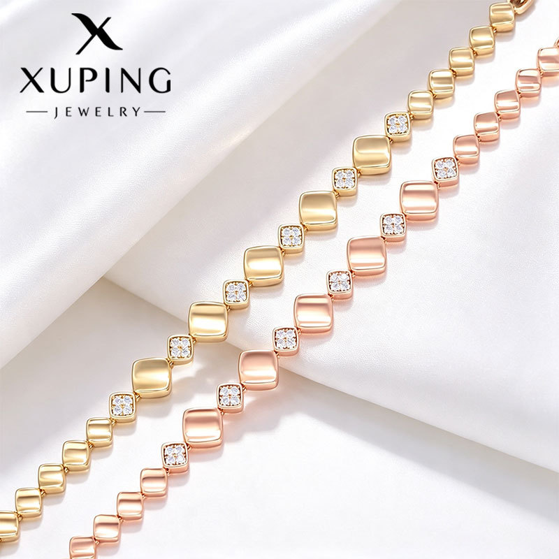Pulsera de Empalme Geométrico Cuadrado de Aleación de Cobre Galvanizada para Mujer