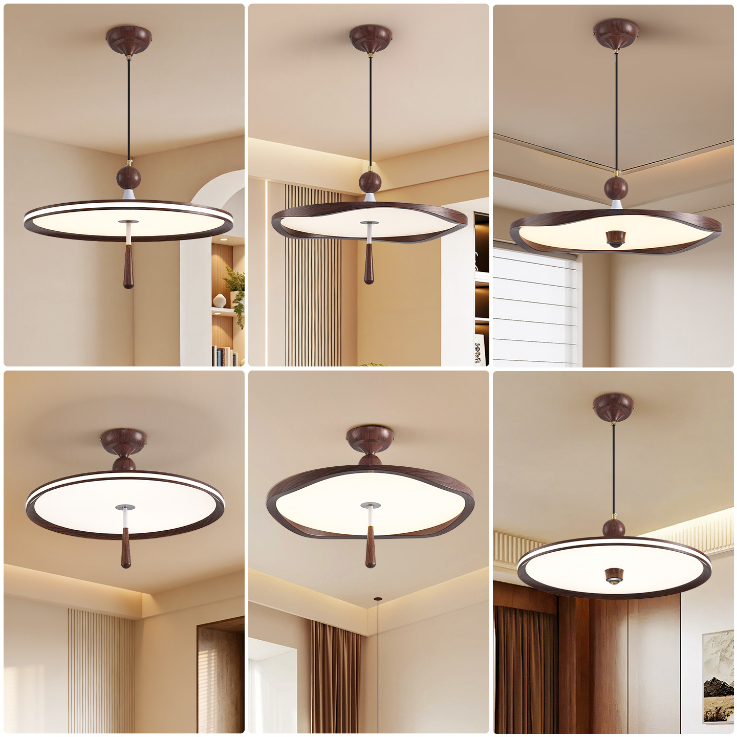 Lámpara del restaurante, viento tranquilo, mesa de comedor de color nuez, platillos voladores, línea de suspensión simple, estilo medieval, lámpara de protección de ojos creativa 003L