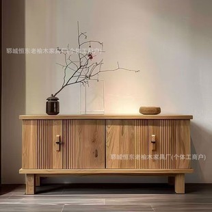 New Chinese Style Old Elm Storage Cabinet Solid Wood Multi-Layer Sideboard Home Floor-Standing Sideboard Living Room Wall Storage Cabinet