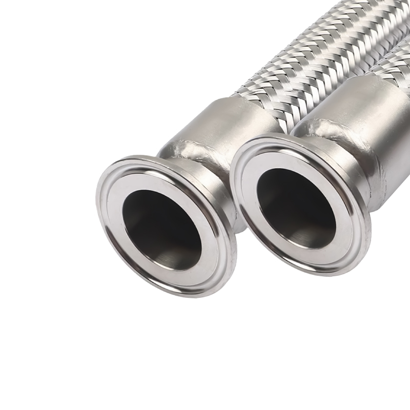 304 acero inoxidable corrugado chuck tipo sanitario junta rápida de montaje rápido abrazadera metálica de alambre de acero trenzado manguera de malla