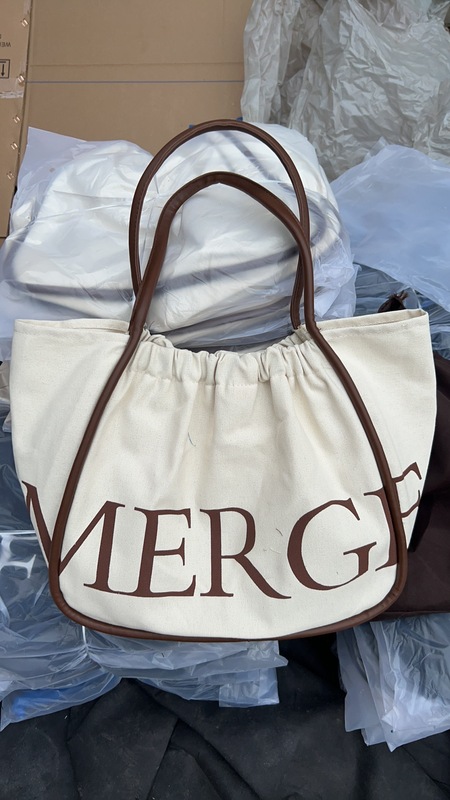 MERGE 单肩包帆布包包跨境女包时尚简约纯色抽绳女士联名子母包|undefined
