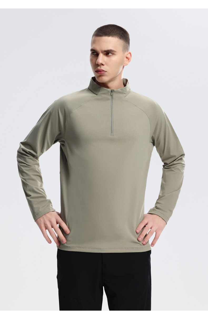 Men's Semi-zipper Sports Quick-drying Sweater Stand-up Collar Fitness Suit_voghion.com