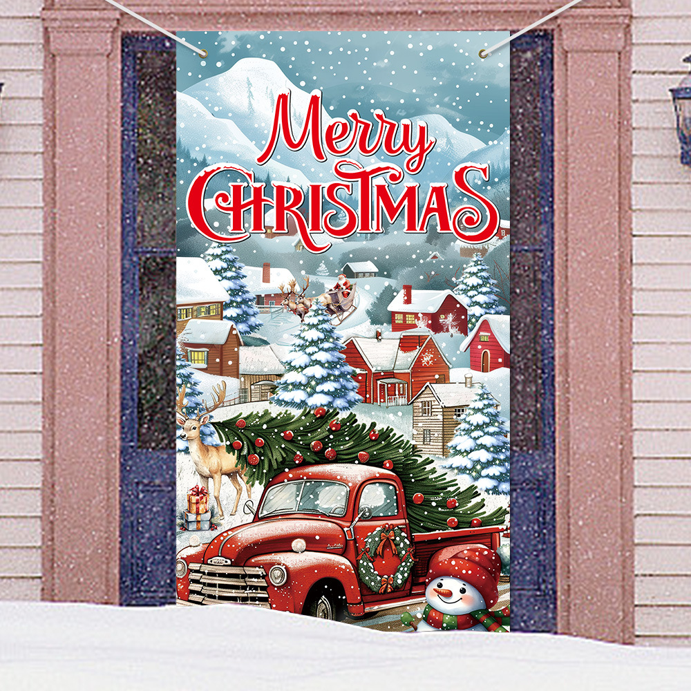 Amazon Navidad cortina de decoración fiesta de Navidad puerta colgante decoración de fondo diseño colgante puerta colgante bandera de la puerta