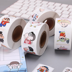 Crayon Shin-chan Square Sealing Label 500 Pcs/Roll Copperplate Paper Pressure Sensitive Cartoon Children's Sticker Wholesale