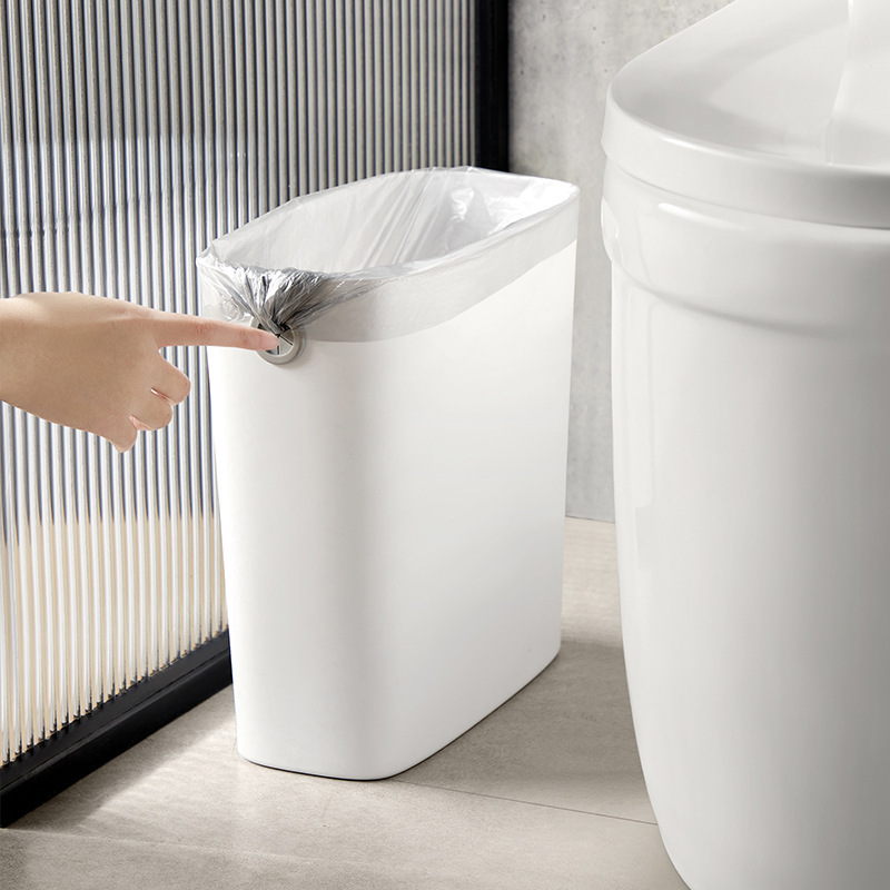 Simple Trash Can for Home Use, Narrow Gap Rectangular Press-Type Bathroom Bin with Lid for Toilet, Bathroom, and Living Room Simple Trash Can for Home Use, Narrow Gap Rectangular Press-Type Bathroom Bin with Lid for Toilet, Bathroom, and Living Room