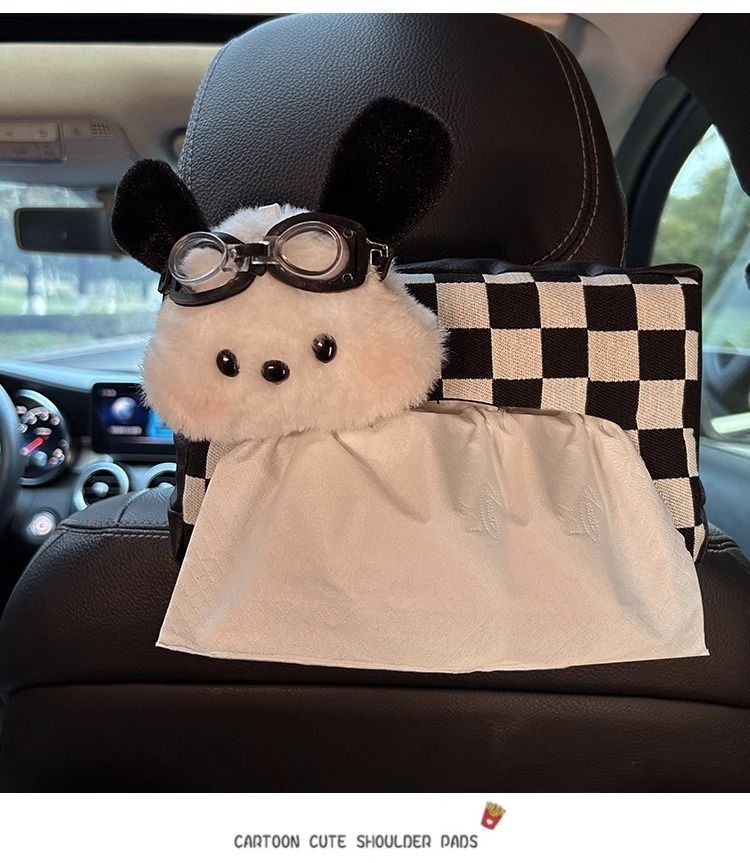 Car Decoration Tissue Box, Small Dog-Shaped Hanging Tissue Bag, Small Ornament, In-Car Tissue Box
