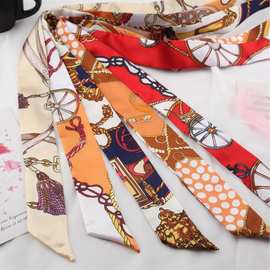 丝巾厂家直销百搭绑包长条小丝巾蝴蝶结发带飘带礼盒伴手礼绑带