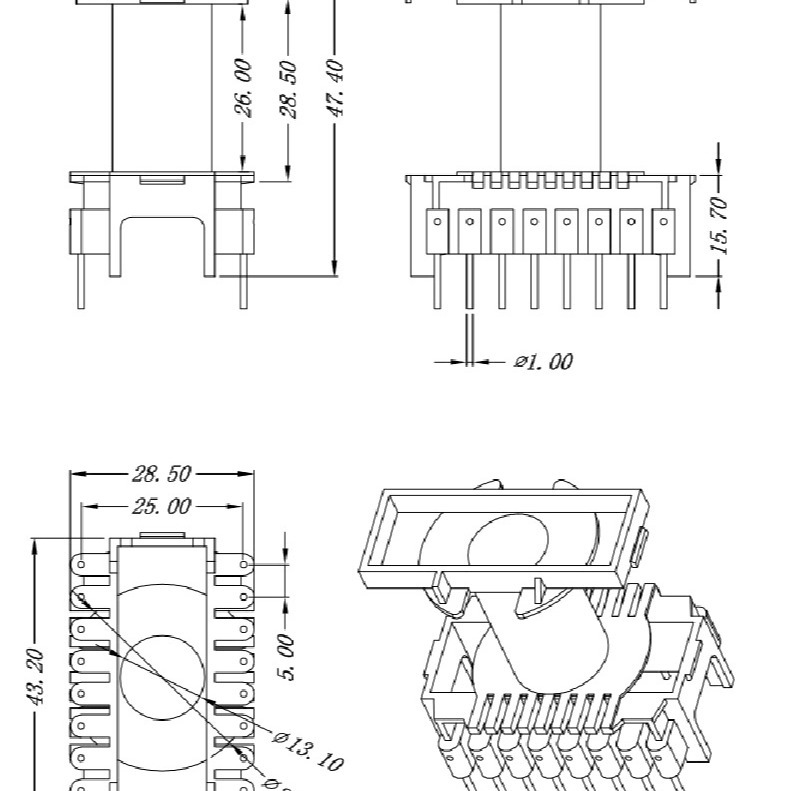 ETD39变压器骨架ETD39电木骨ETD39立式骨架BOBBIN