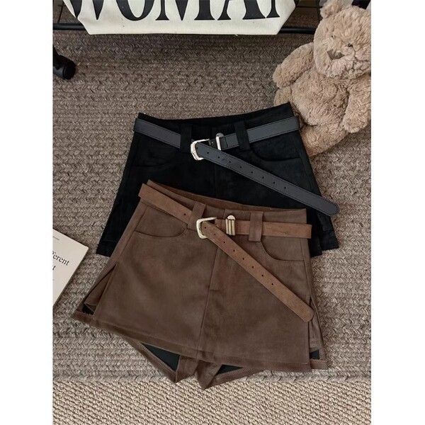 Colored retro velvet autumn skirt