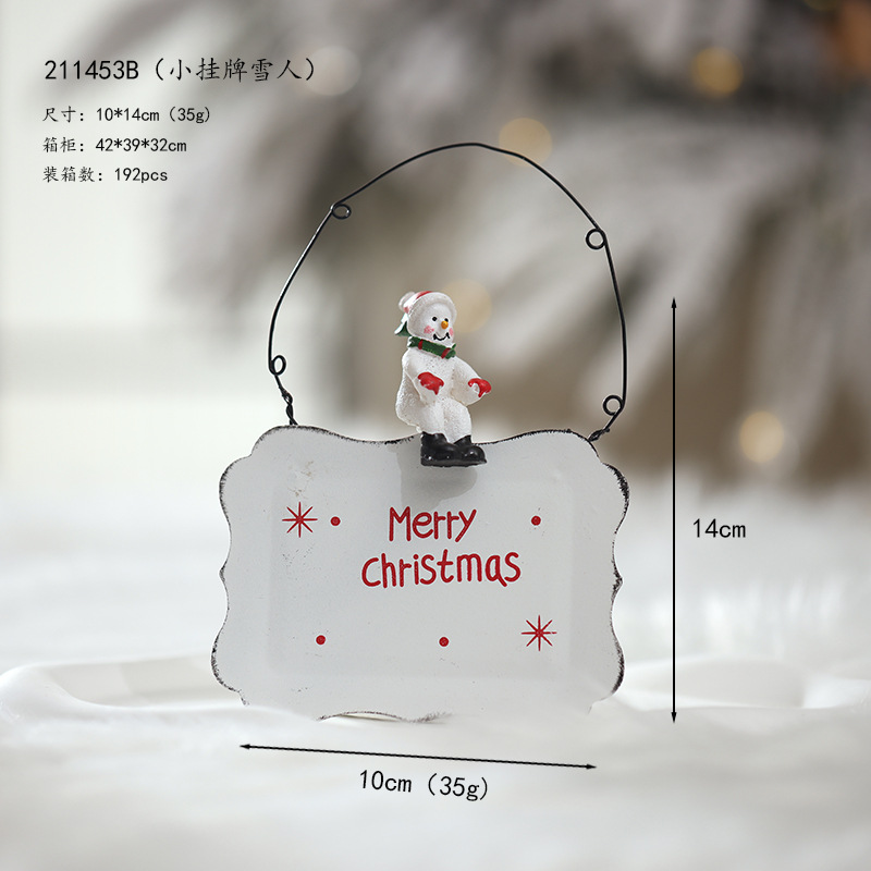 Nuevos productos transfronterizos mini hierro forjado Feliz Navidad etiquetas decoraciones de Navidad puertas colgando árboles colgando props
