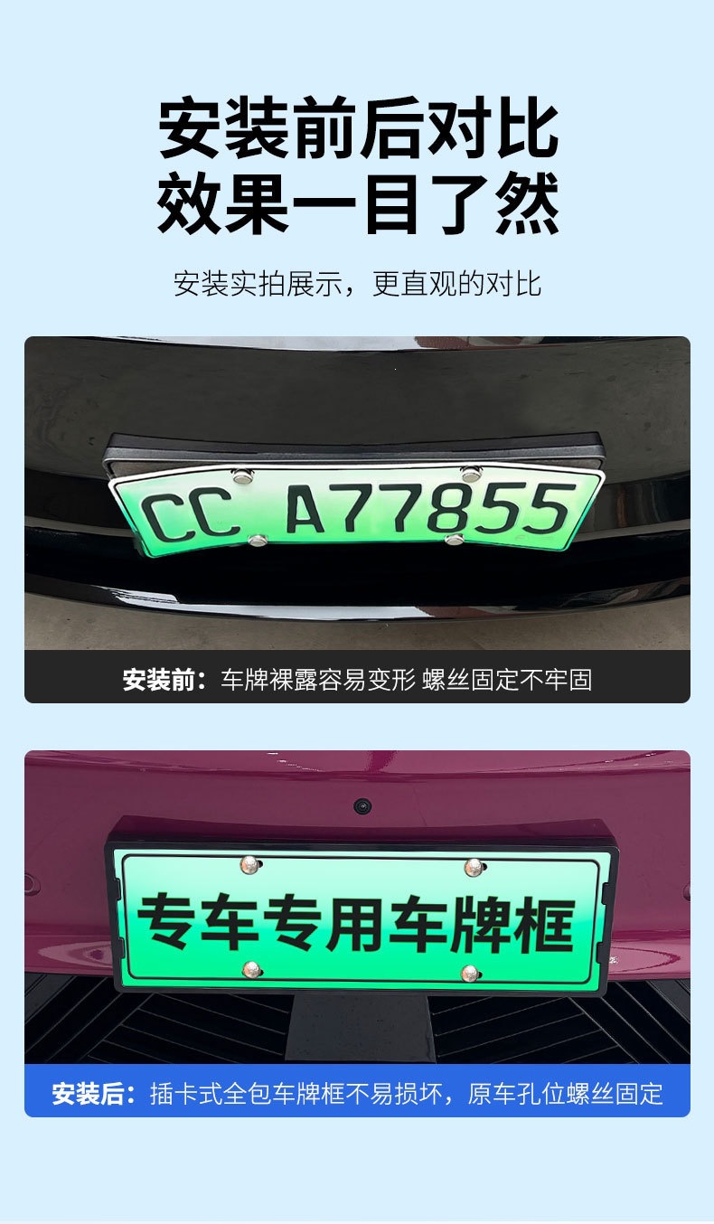 Suitable for 2026 Extreme Fox S3 License Plate Frame, New Energy Vehicle Full-Edge License Plate Frame, Green Plate Modification Upgrade Abs