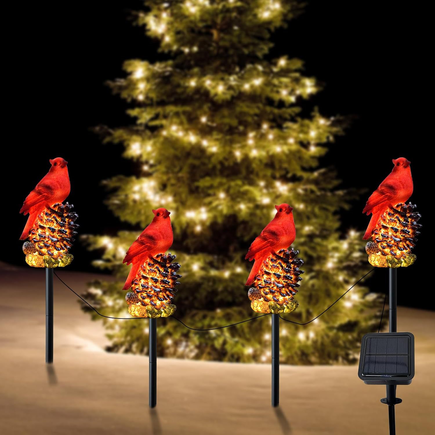 Nueva resina solar jardín Navidad pájaro de dibujos animados patio decoración jardinería al aire libre tierra plug balcón paisaje lámpara