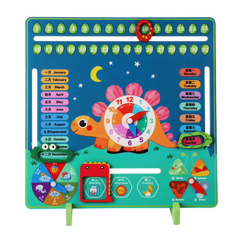 Montessori reloj de calendario tablero de rompecabezas niños aprendizaje reloj de tiempo cognitivo Escuela Primaria enseñanza ayudas educación temprana juguetes Kindergarten