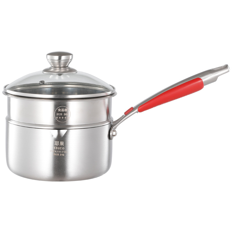 Olla para suplementos de alimentos para bebés, olla para cocinar leche para bebés, olla antiadherente, olla pequeña para sopa para niños sin recubrimiento de acero inoxidable, sartén para nieve, sartén para freír huevos