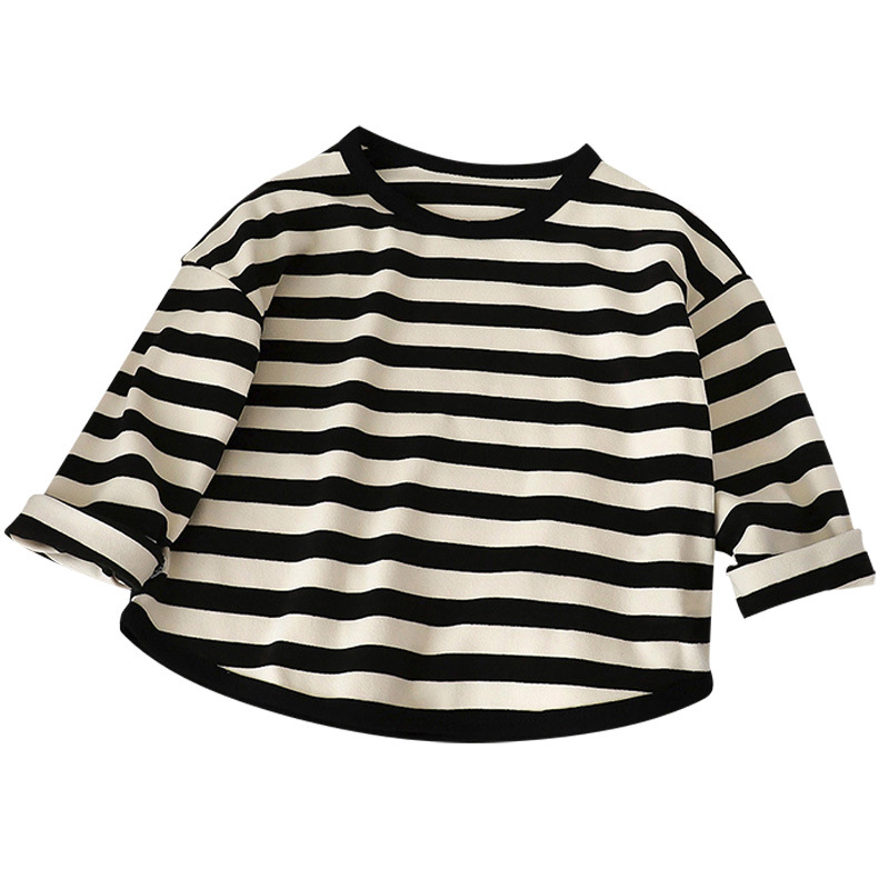 Camiseta a rayas retro de otoño para niños 2025 ropa de base para niños niñas camisetas de manga larga para bebés ropa infantil