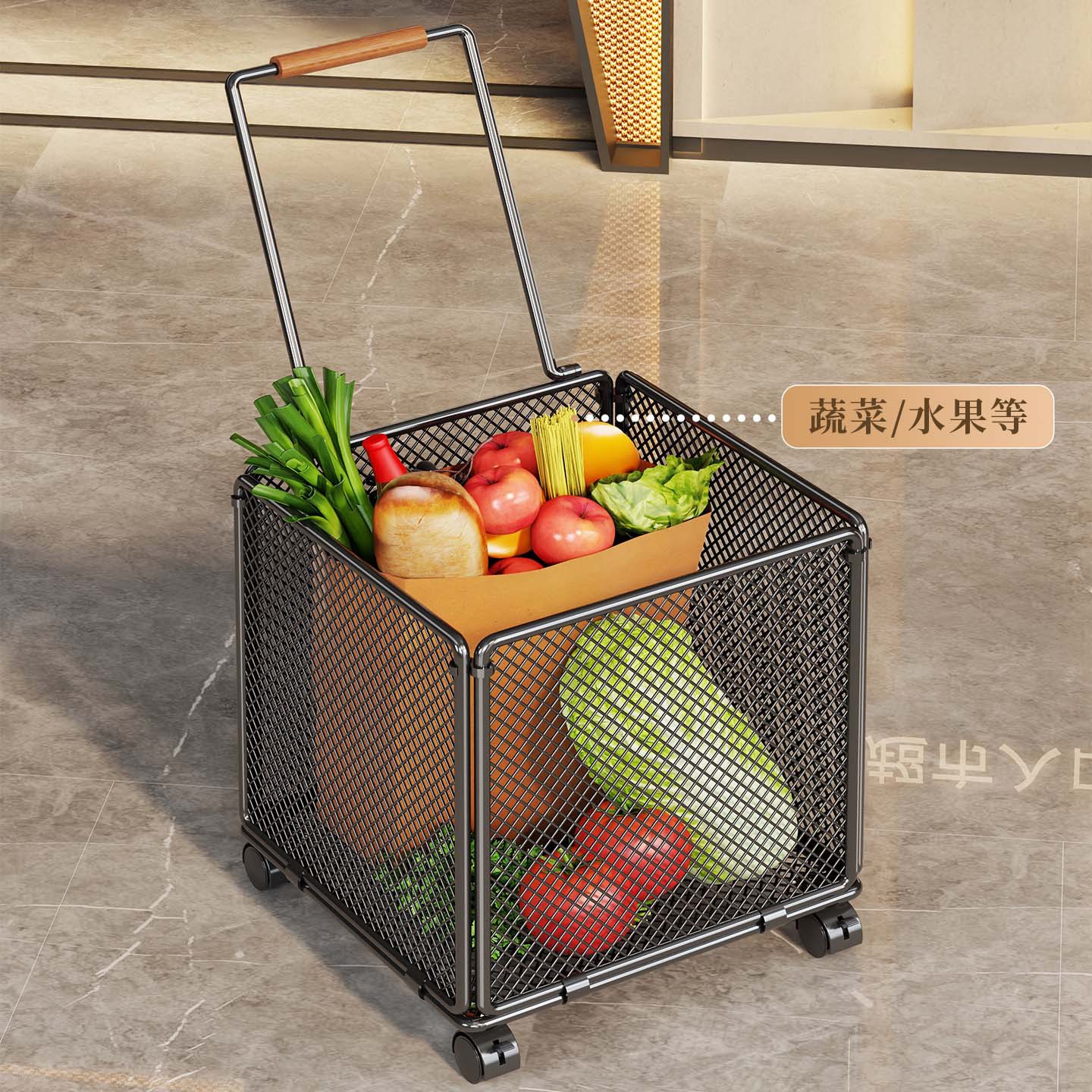 Carrito Manual de Compras de Hierro, Portátil y Móvil, para Compras y Supermercado image 2