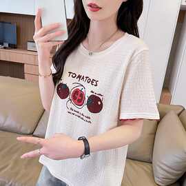 正肩设计感小众短袖t恤女2026新款夏季大码小个子初中生百搭上衣