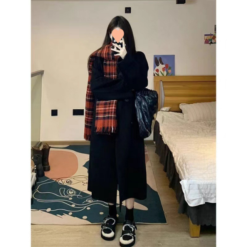 毛呢大衣女中长款2025春秋新款赫本风气质小个子宽松韩系呢子外套|undefined