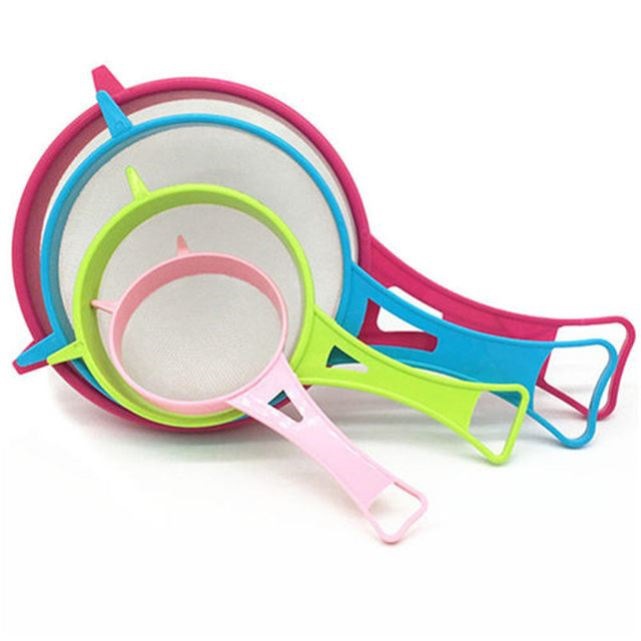New 4Pcs Plastic Fine Mesh Filter Colander Soy Milk Sieve Fl
