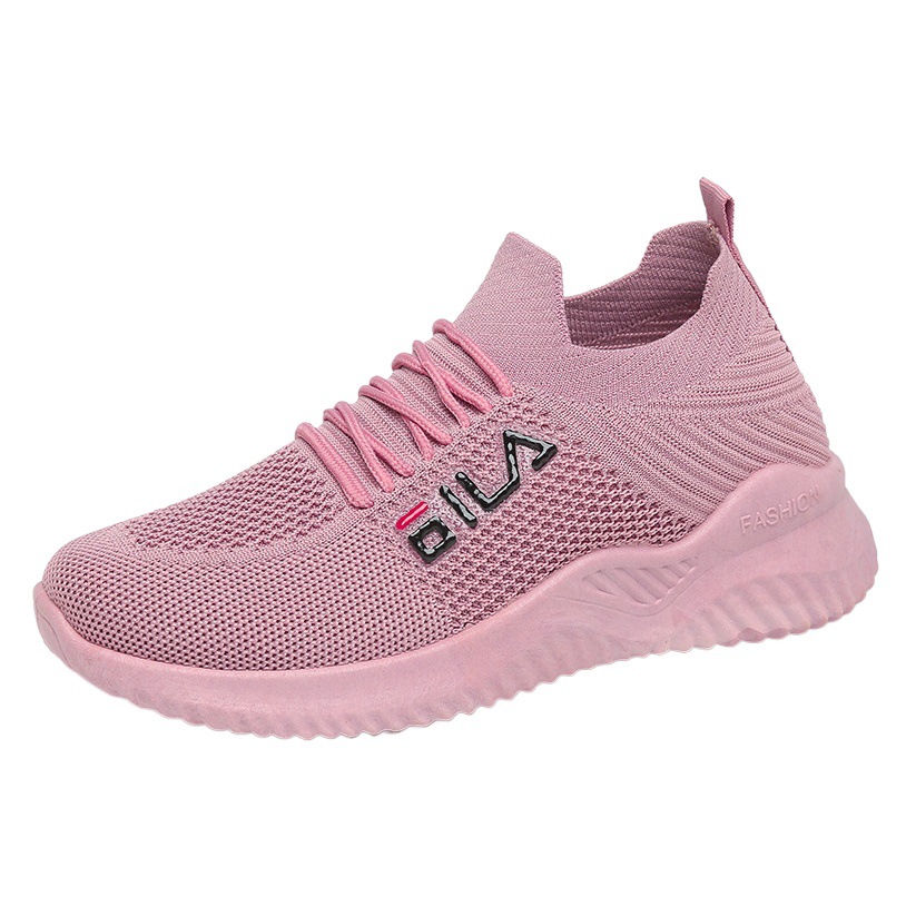 2023 nuevos zapatos al por mayor de las mujeres Flyknit transpirable zapatos de una sola capa de moda versátil zapatos casuales con cordones de comercio exterior zapatilla de deporte de las mujeres