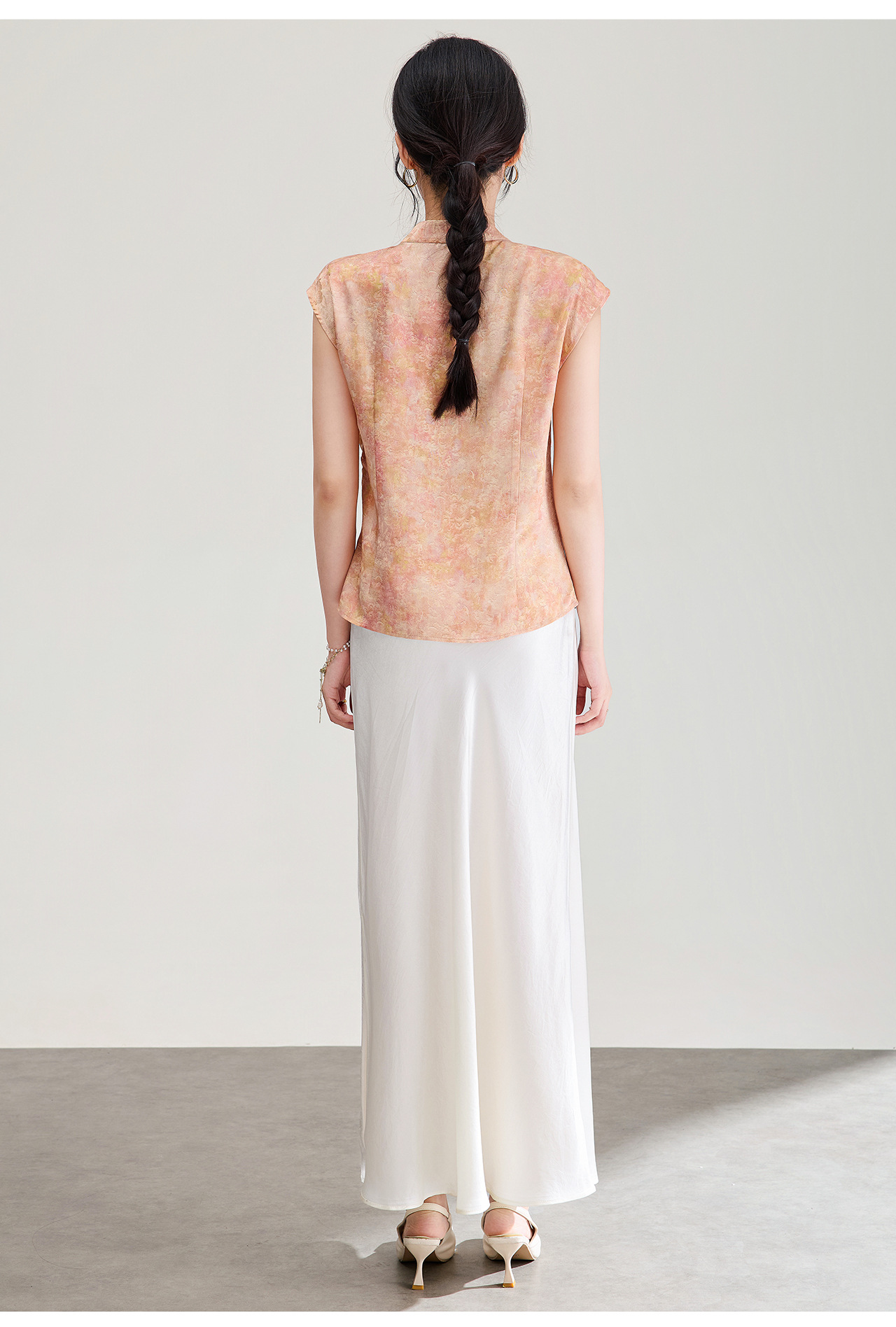 Áo vest không tay nữ kiểu Trung Quốc mới, chất lụa Jacquard nhuộm chìm, tà áo chéo, mặc mùa hè — màu xanh nhạt chi tiết 30