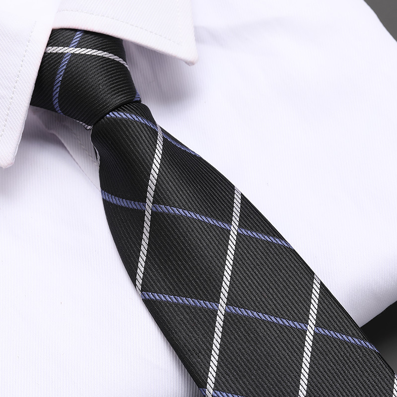 8cm 비즈니스 블랙 그리드 지퍼