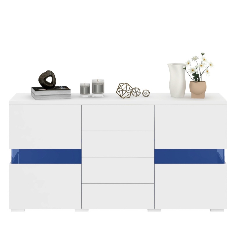 Moderno blanco estilo simple multifuncional aparador TV gabinete multi-cajón de gran capacidad de almacenamiento gabinete lateral