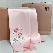 2025新款手工湘绣真丝围巾绣花桑蚕丝围巾刺绣母亲节湖南特色礼物