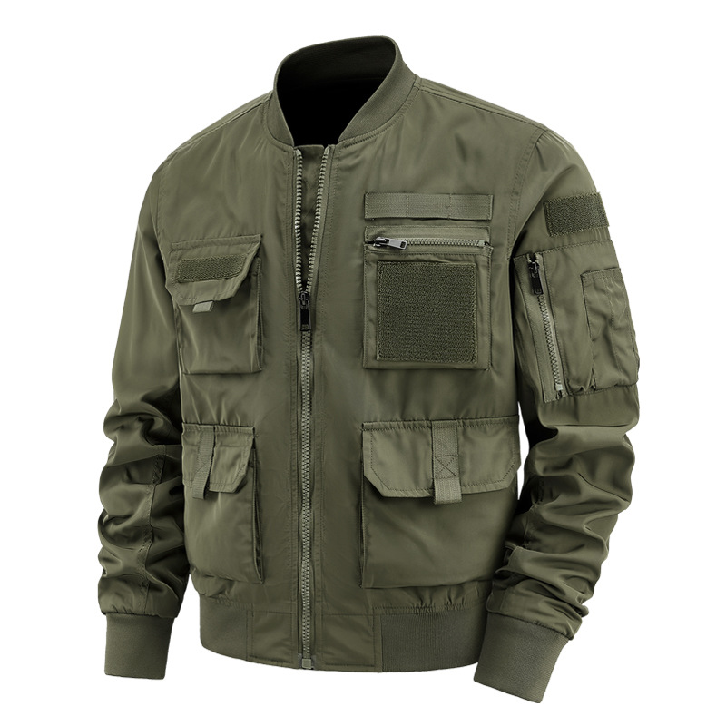 Primavera y otoño hombre de mediana edad camping chaqueta casual función al aire libre chaqueta de bolsillo chaqueta impermeable abrigo de asalto