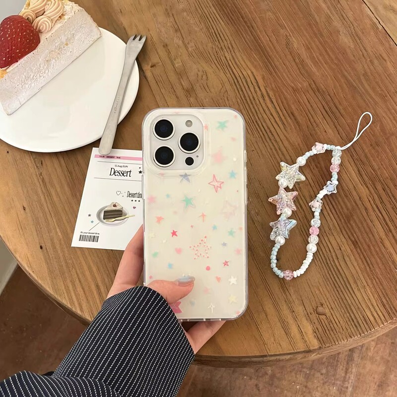 Ins Simple Double-Layer Imd Fresh and Stylish Starry Design Suitable for Apple 16Pro Phone Case 15Pro Glitter 15