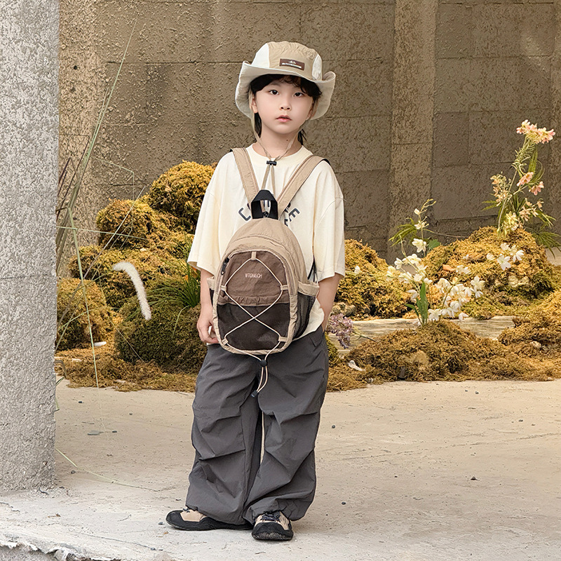 Mochila coreana para niños y niñas, estilo extranjero, bolsas escolares de color contrastante, nueva mochila multifuncional para niños.