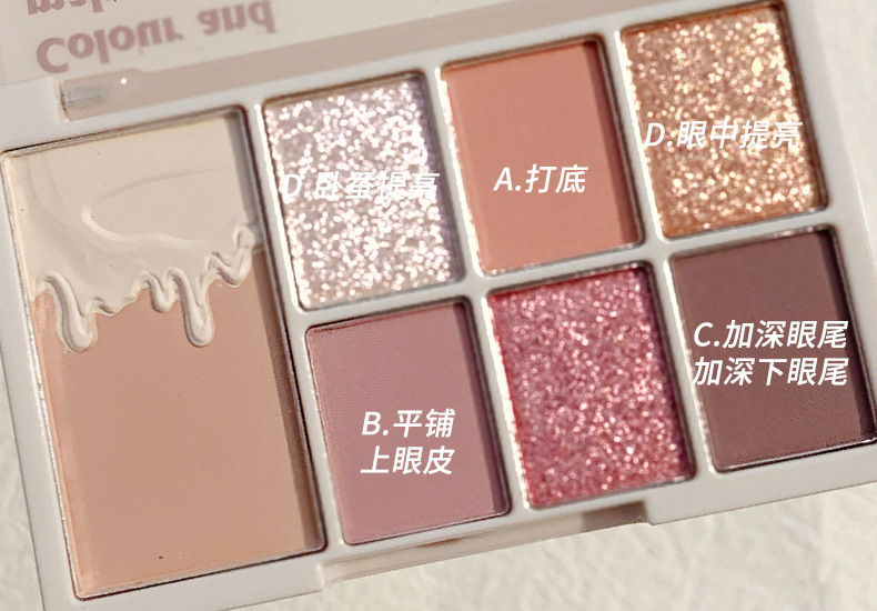 xixi Chestnut 7-color Eyeshadow Palette, Oatmeal Milk tea, nude Chestnut Milk Coffee, Earth Tone Eyeshadow, pearlescent and matte, versatile undefined