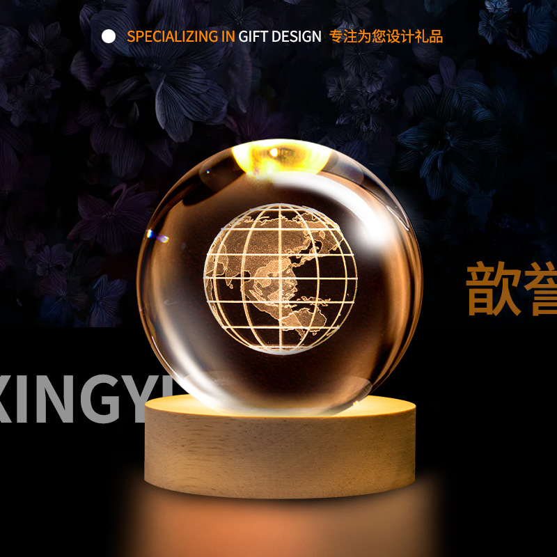 Luminosa galaxia cristal bola noche luz galaxia cristal artesanía 3D láser interior talla Regalo de Cumpleaños decoración creativa