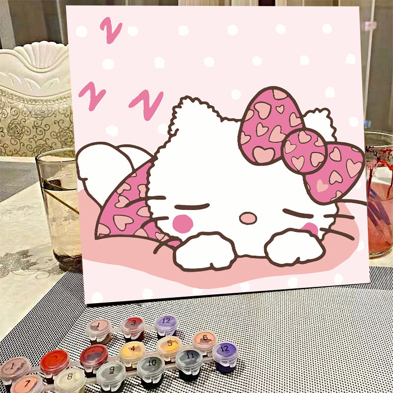 デジタル油絵diyの塗り絵の子供は漫画のアニメを埋めて色を塗ります。|undefined