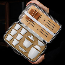 白瓷功夫茶具套装全套旅行茶具带茶盘礼盒装家用盖碗茶杯可做LOGO
