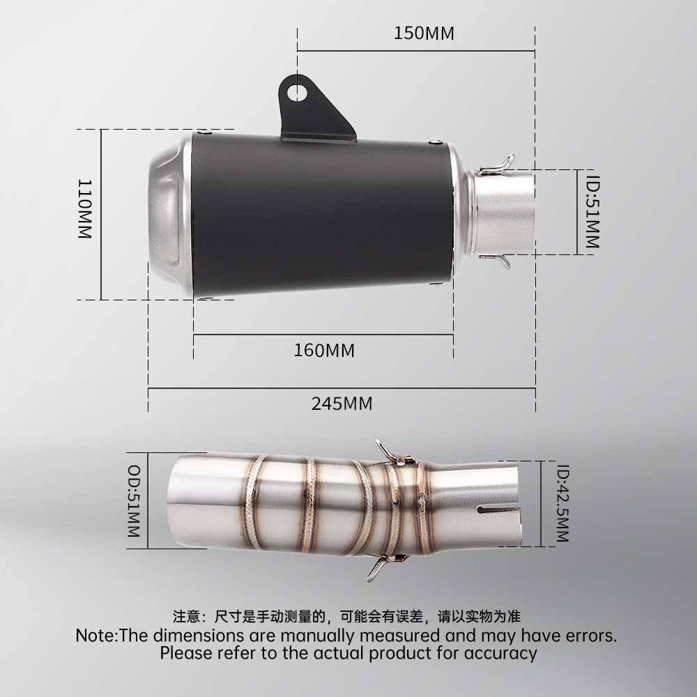 Suitable for Motorcycle Chunfeng 450Sr Exhaust Pipe Modification Stainless Steel Middle and Tail Section Set Non-Destructive Straight up